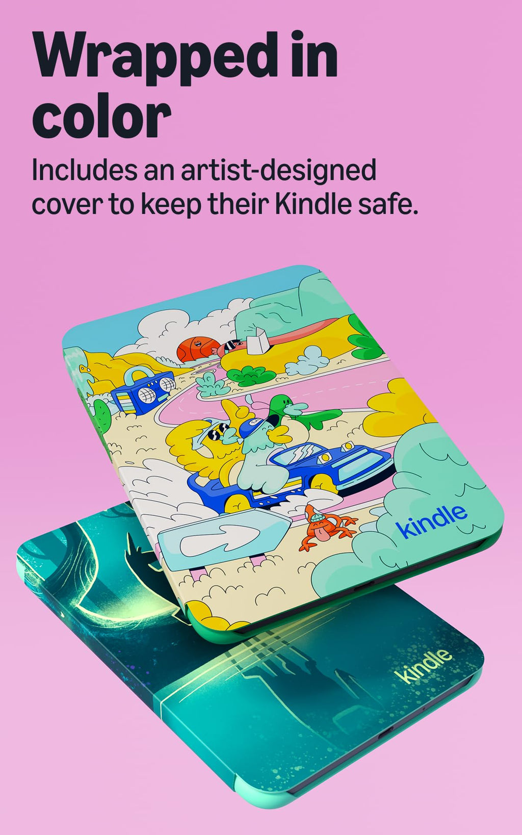 Amazon Kids Kindle Colorsoft 16GB (newest model), Thinner and lighter, 7" color display, Weeks of battery, Includes 1 year of books and Desert Dash cover