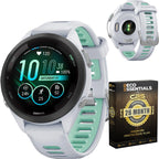 Garmin Forerunner 265 Running GPS Smartwatch, AMOLED Display, 46mm, Aqua/Black, 010-02810-02 - Bundle w/Deco Essentials 26-Month CPS Plan