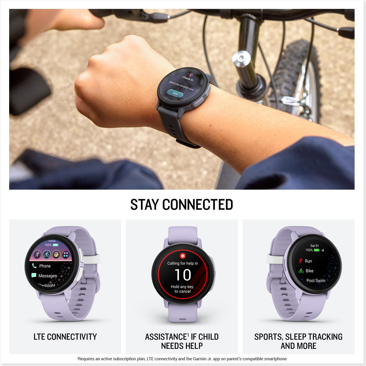 Garmin Bounce™ 2, Kids Smartwatch, Calling & Texting, 43mm, Light Purple