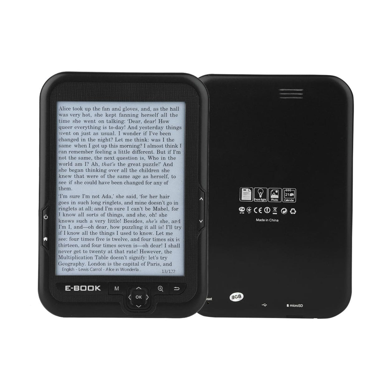 E-Reader, 6 inch E‑Book Reader with E‑Ink Screen, 1024 x 768 Resolution Display 300DPI Electronic Paper Book with Blue Cover, E-Paper Supports TF Card for Adult, Kids(Black 2)