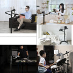 Adjustable Stand Floor with 2 Clamps for Phones, Tablets, E-Readers, Laptops, Tablet Holder Stand with Casters(Silver)