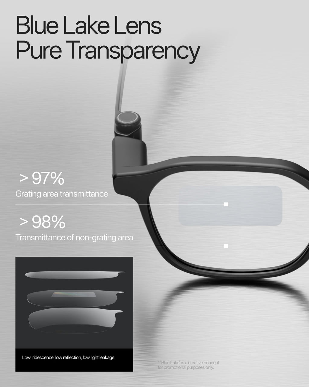 RayNeo iO Smart Glasses, 33g, AI Voice Recorder, Translation, Teleprompter
