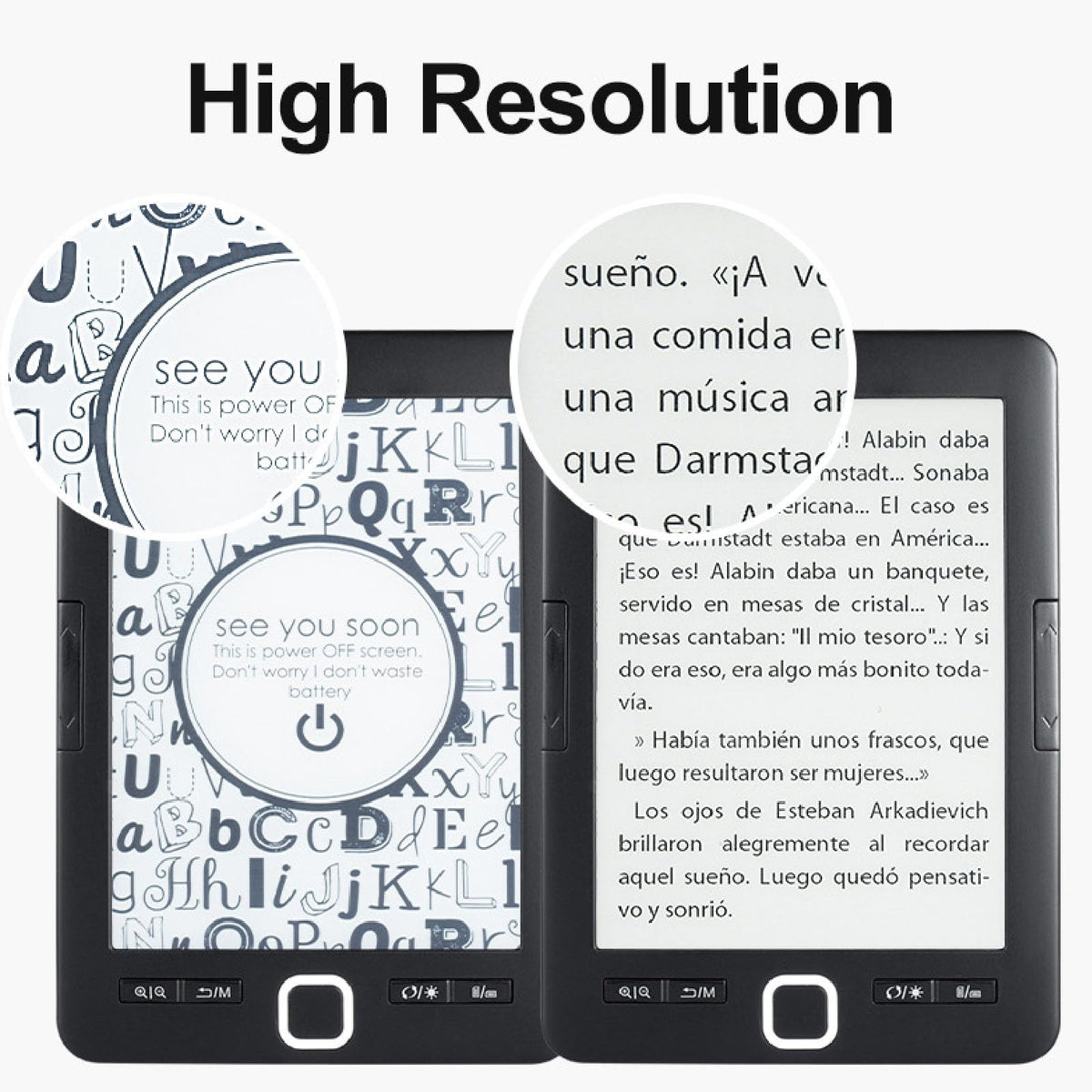Luocute Portable Ebook Reader 6 Inch Ink Screen, 8GB Storage