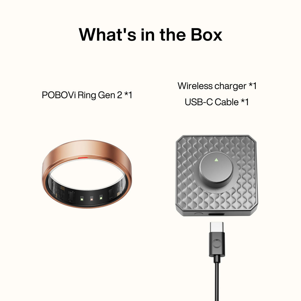 POBOVi Gen2 Titanium Smart Ring, Rosegold, Matte, Size 11