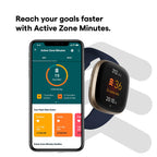 Fitbit Versa 3 Health & Fitness Smartwatch with GPS, 24/7 Heart Rate, Alexa Built-in, 6+ Days Battery, Midnight Blue/Gold, One Size (S & L Bands Included)