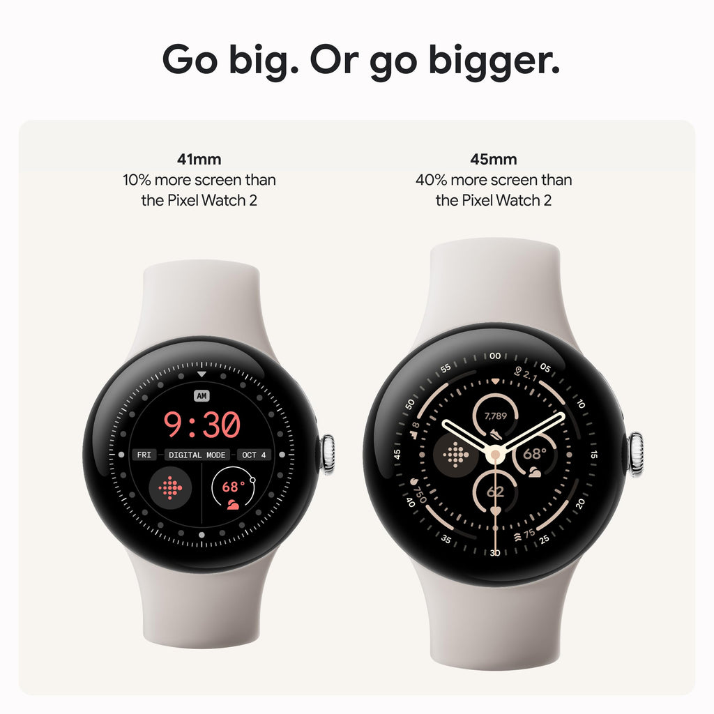 Google Pixel Watch 3 (45mm) Latest Model - Matte Black Aluminum Case - Obsidian Band - Wi-Fi (Renewed)