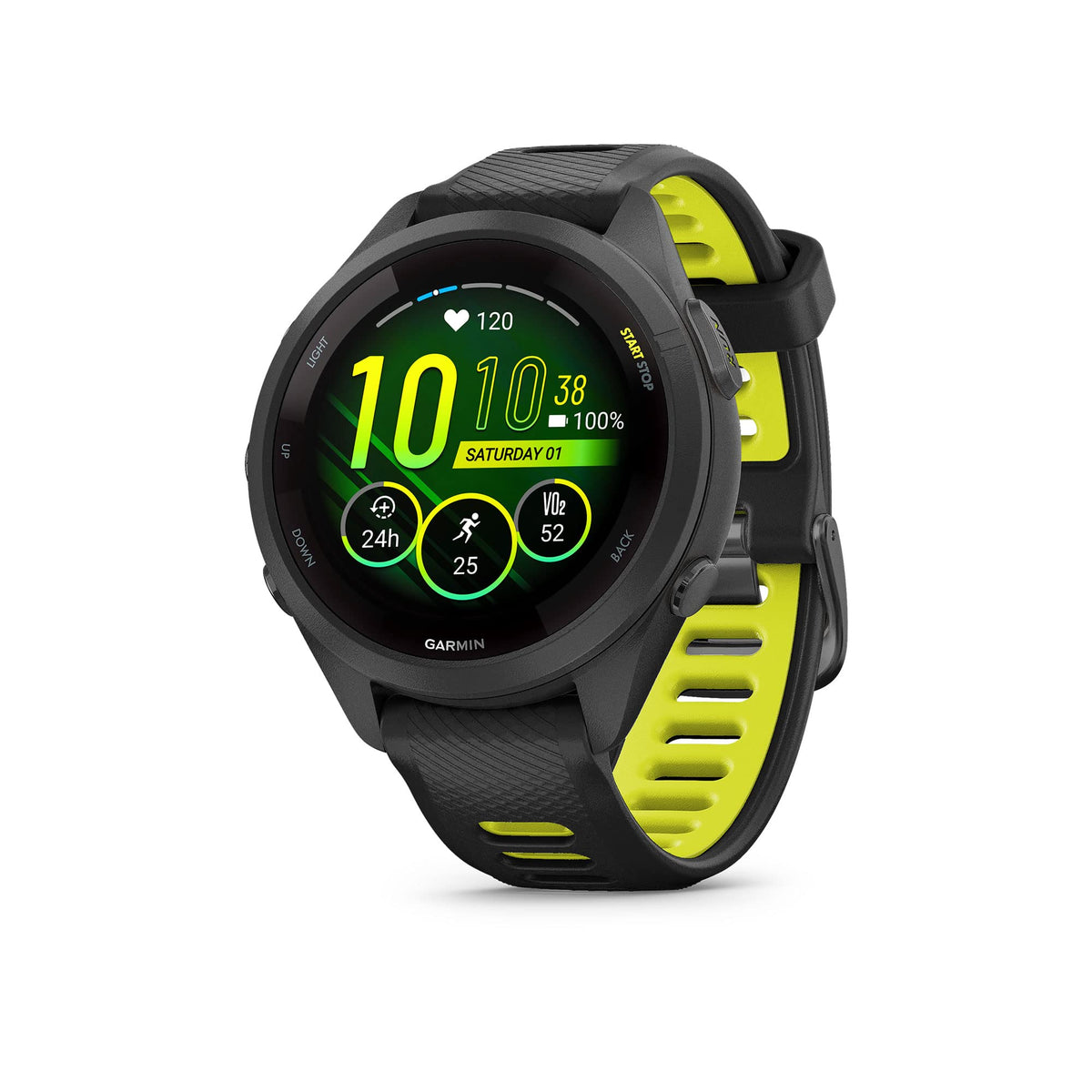 Garmin Forerunner® 265, Running Smartwatch, 46mm, Black/Powder Gray