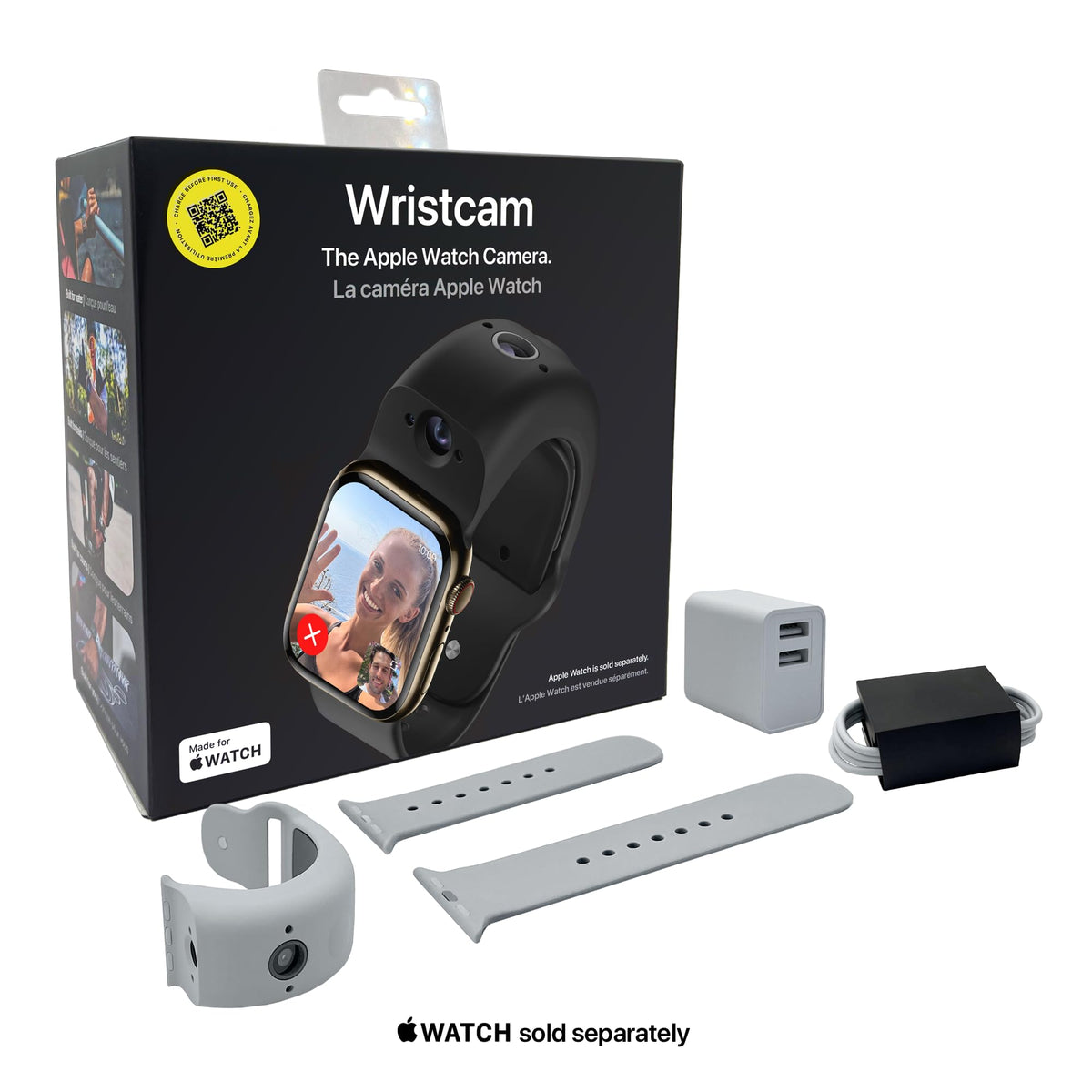 Wristcam, Smart Dual-Camera Band for Apple Watch (Apple MFi Certified), 8MP Sensor, Full HD Video/720P Sport Mode, (New) Pro. Image Stabilization, WiFi, IP68 Water Resistant, Siri Integration