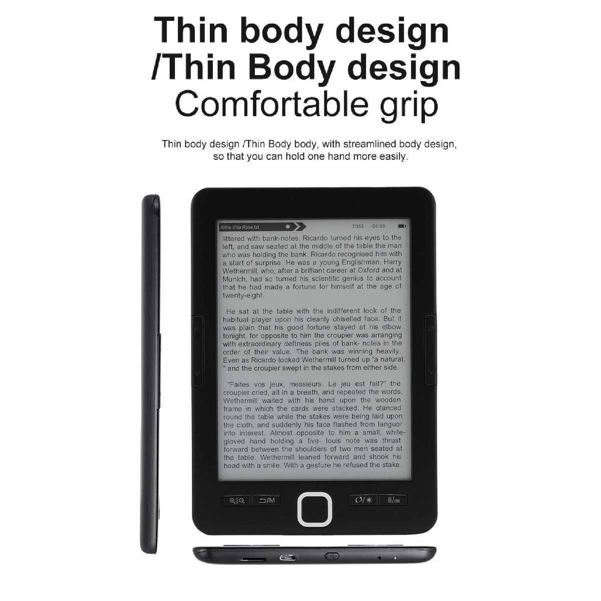 Luocute Portable Ebook Reader 6 Inch Ink Screen, 8GB Storage