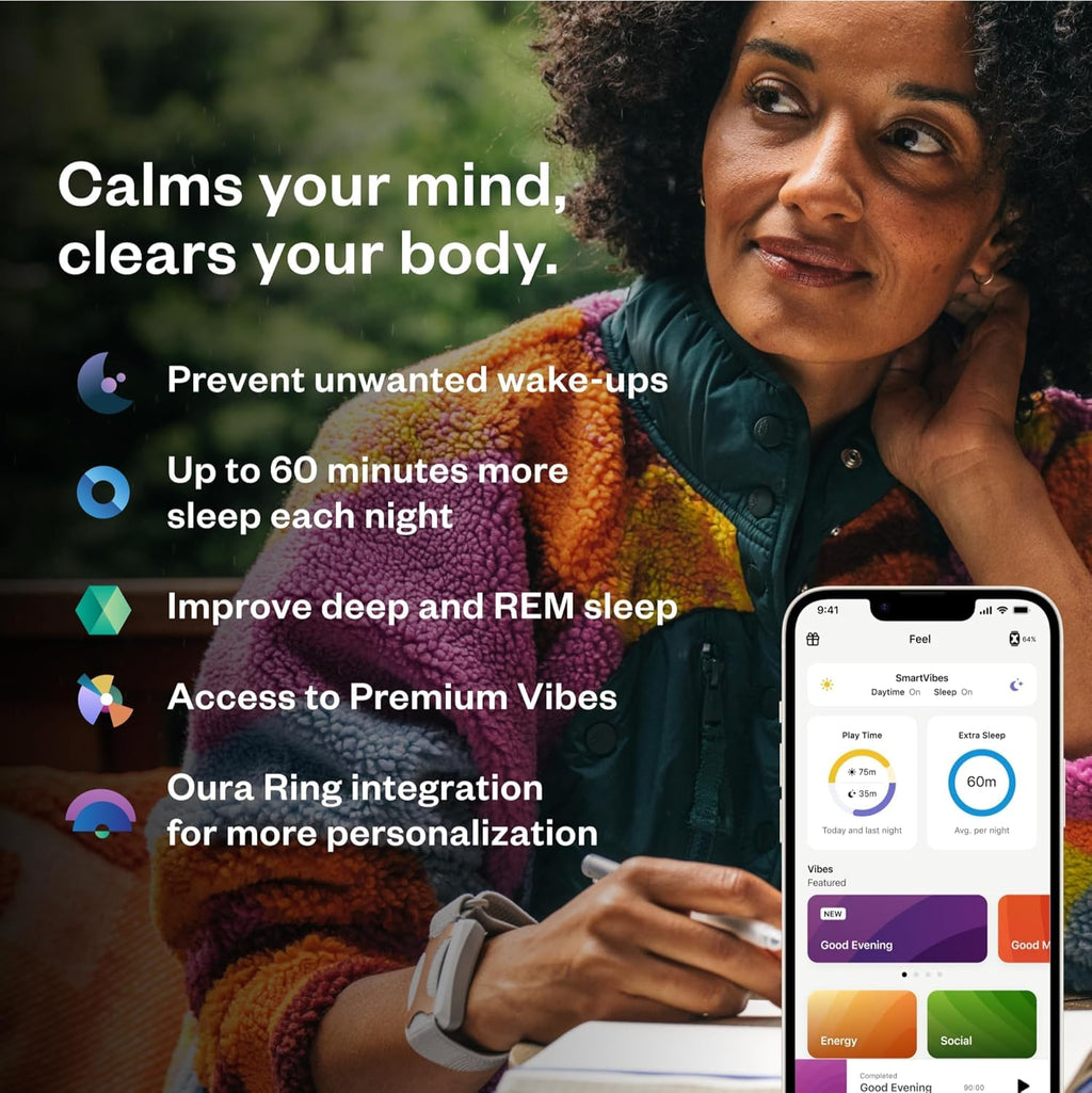 Apollo Neuro Wearable & 12-Month SmartVibes AI Membership - Sleep Aid & Stress Relief Device (Glacier)