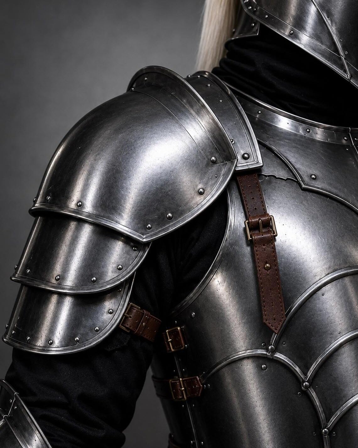 Full Steel Knight Armor Set Medieval Combat Crusader Suit for Men Wearable Halloween Costume for LARP, Cosplay and Reenactment