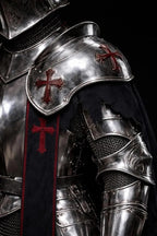 18-Gauge Steel Full Body Armor Suit Wearable Barbuta Knight Templar Armour Costume for Halloween Gothic Crusader for LARP, Cosplay, and Reancement.