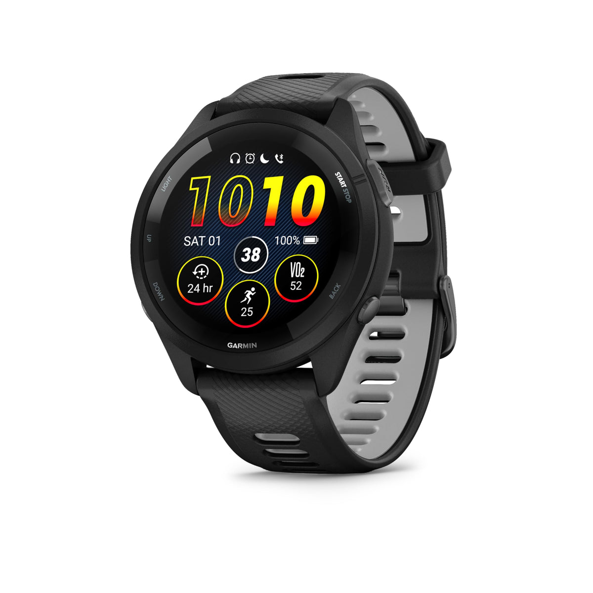 Garmin Forerunner® 265, Running Smartwatch, 46mm, Black/Powder Gray