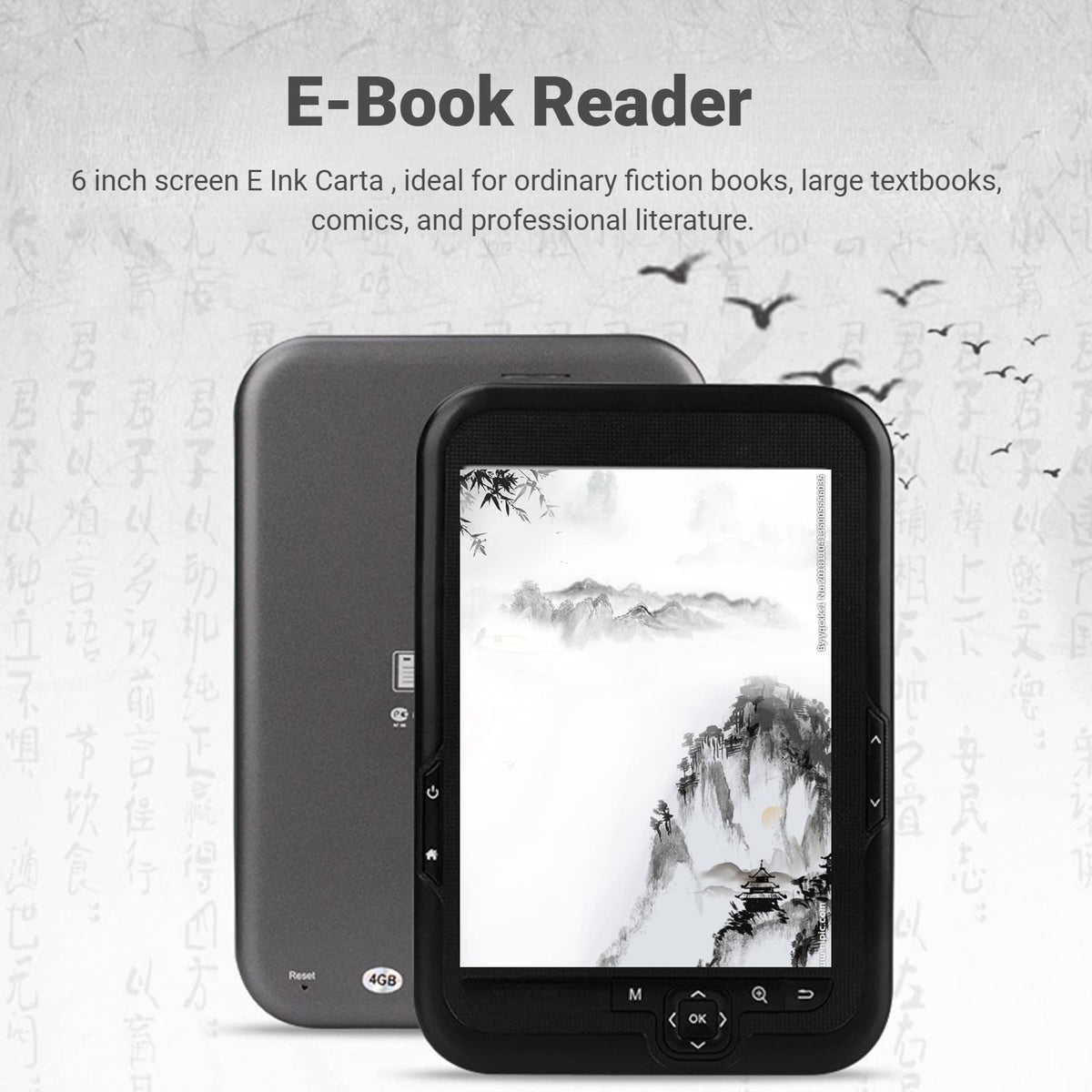 Yoidesu E Reader, 6in 800x600 HD E Reader, Ink Ebook Readers with Protective Case, Support FM, Music Playback, Electronic Device(#3)