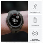 Garmin Instinct® E, Rugged GPS Smartwatch, 40mm, Electric Lime/Twilight