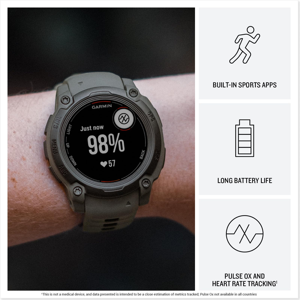 Garmin Instinct® E, Rugged GPS Smartwatch, 40mm, Electric Lime/Twilight