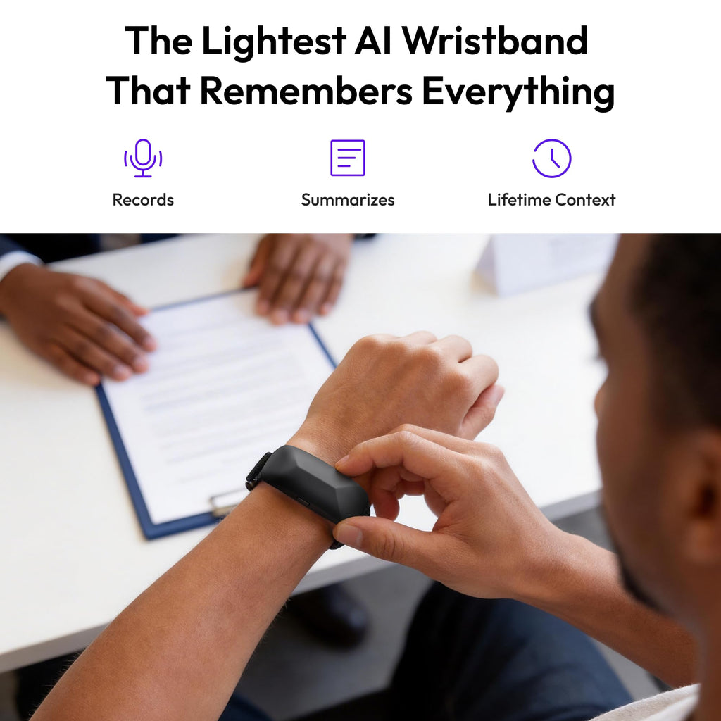 Gem Wearable AI Voice Recorder, Transcribe & Summarize, Wristband