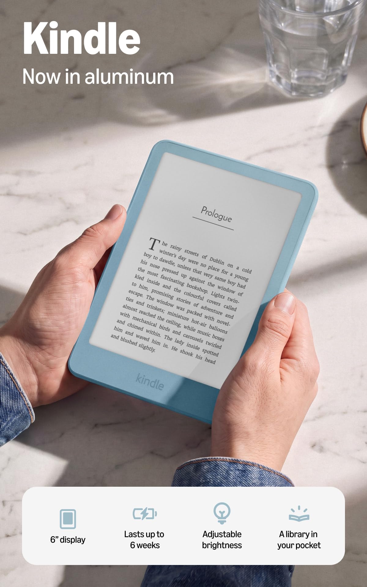 Amazon Kindle 16GB (newest model), Now thinner, lighter, and faster, 6" display, Ube