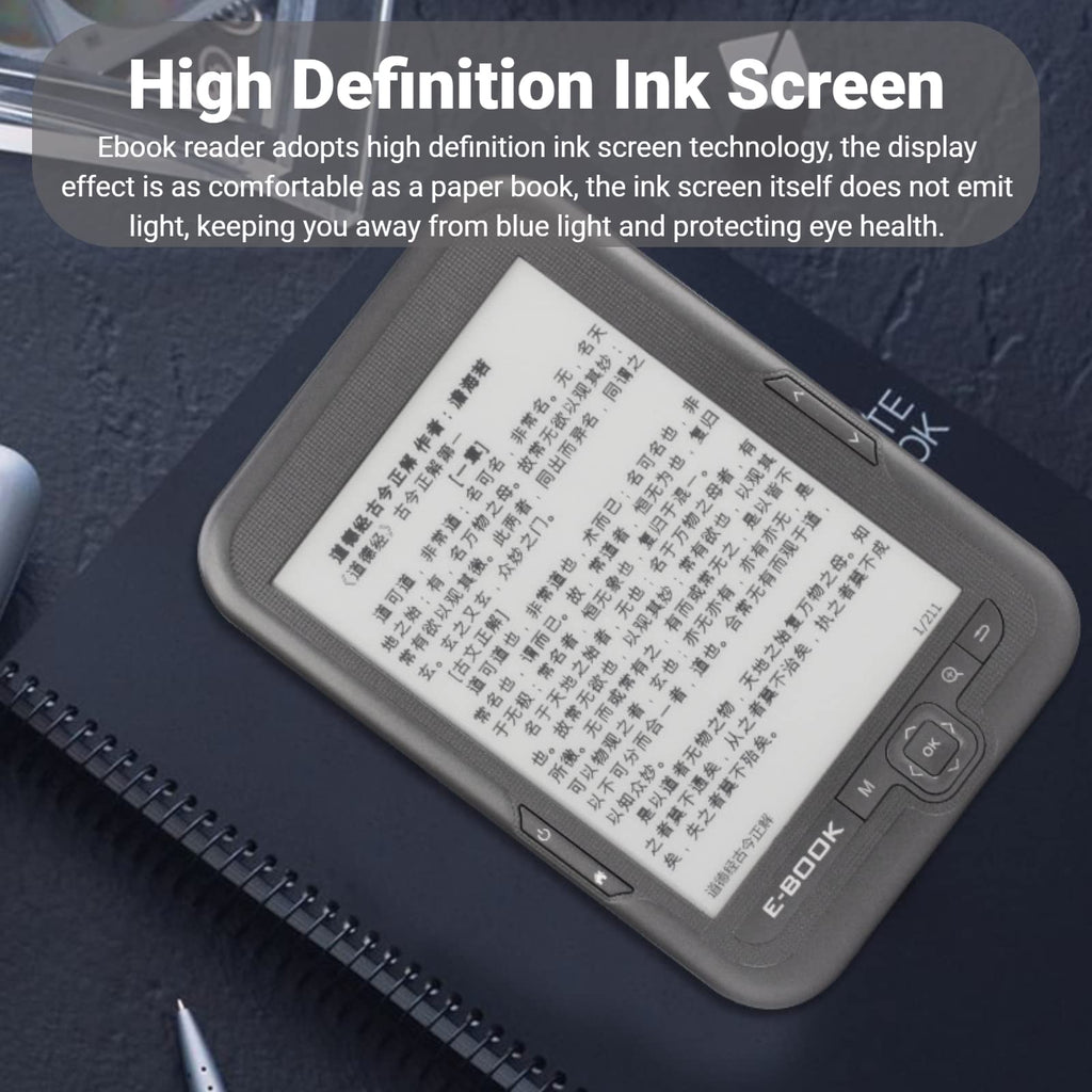 Yoidesu E Reader, 6in 800x600 HD E Reader, Ink Ebook Readers with Protective Case, Support FM, Music Playback, Electronic Device(#3)