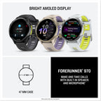Garmin Forerunner® 970, 47mm, Carbon Gray DLC Titanium, Black/Whitestone