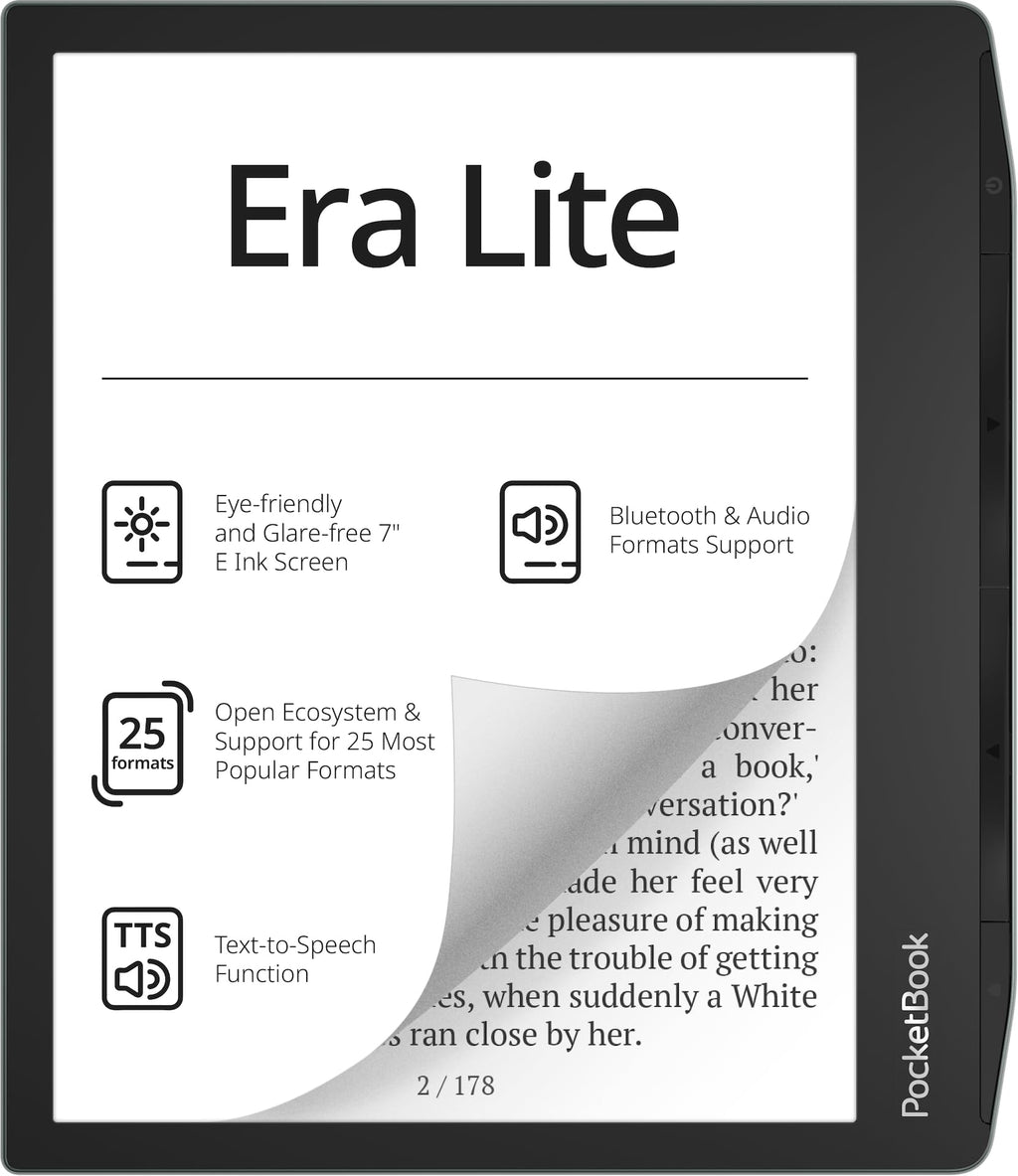 PocketBook Era Color Ereader - 7 Inch E Ink Kaleido 3 Screen - Eye-Friendly Audio-Book & E-Book Reader - Text-to-Speech - Waterproof IPX8 - Bluetooth & Speakers - WiFi Cloud Sync - 32GB Storage