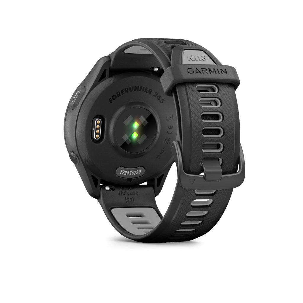 Garmin Forerunner® 265, Running Smartwatch, 46mm, Black/Powder Gray