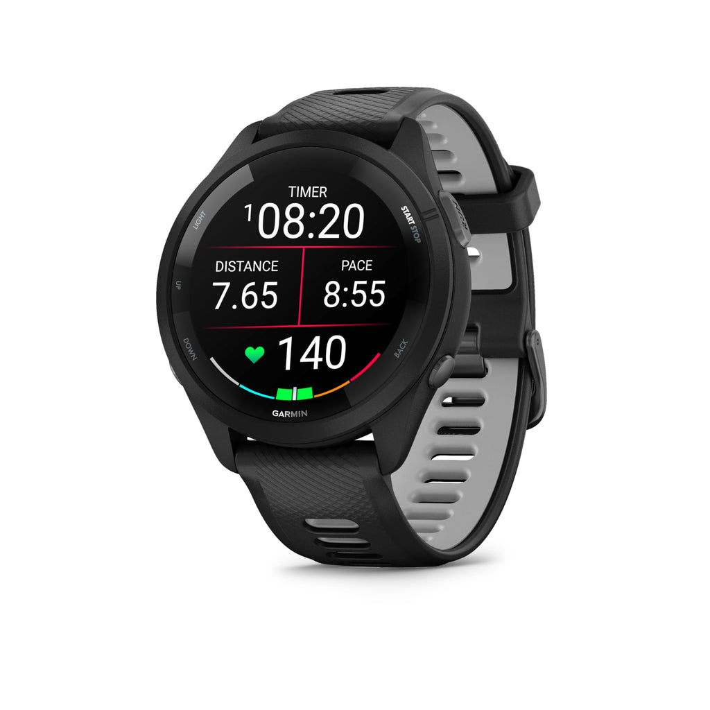 Garmin Forerunner® 265, Running Smartwatch, 46mm, Black/Powder Gray