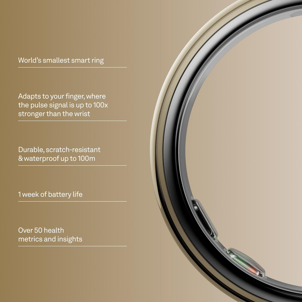 OURA Ring 5 Smart Ring - Gold - Size 8 - Fitness & Sleep Tracker