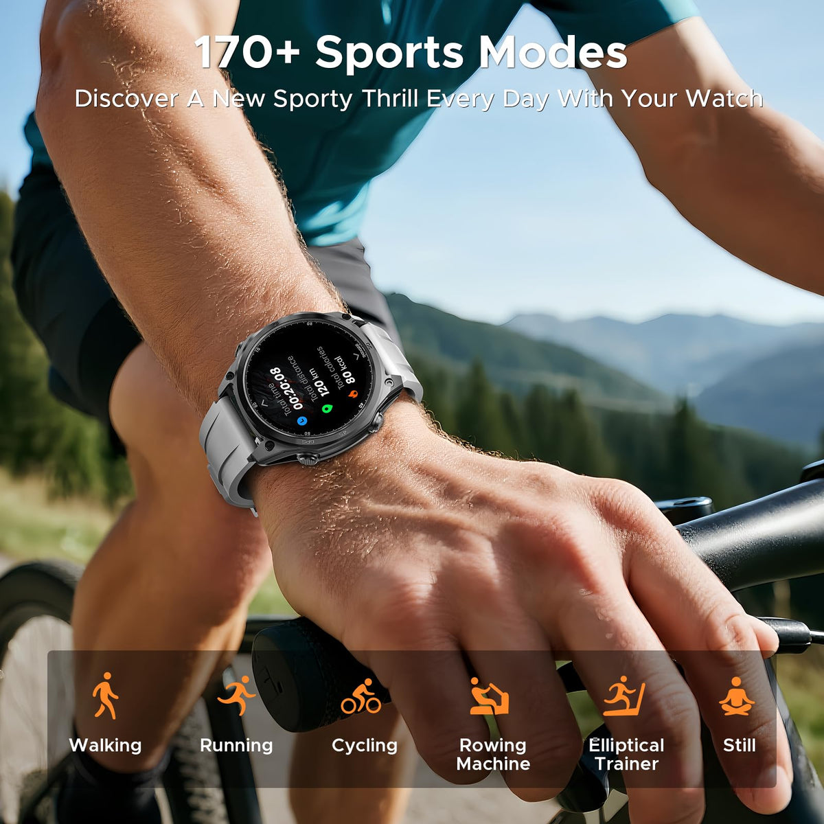 Anywise W1Pro Smart Watch for men, 5ATM Dual-Band GPS Offline Map