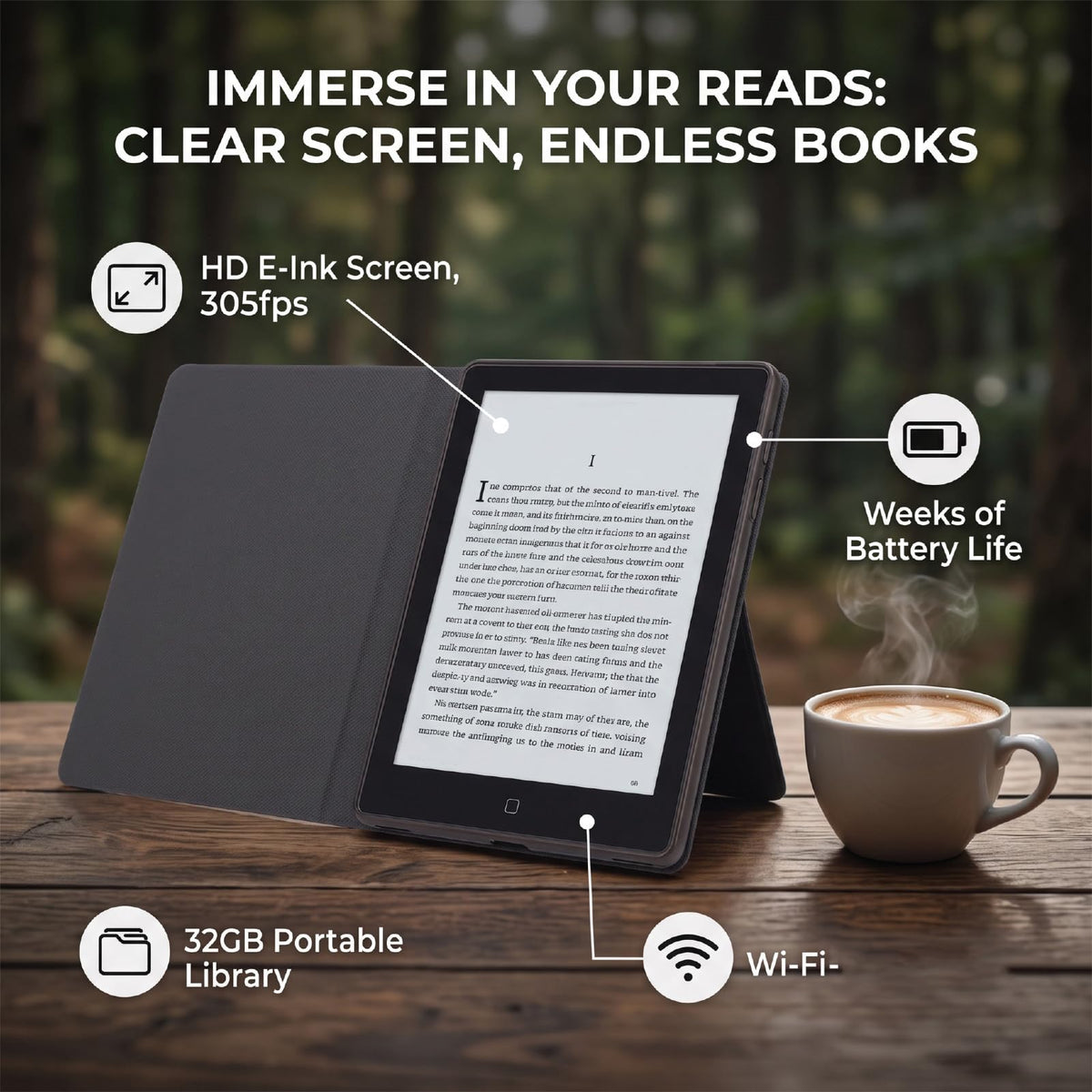 fosa Ebook Reader 6 Inch Ink Screen 32GB Bluetooth
