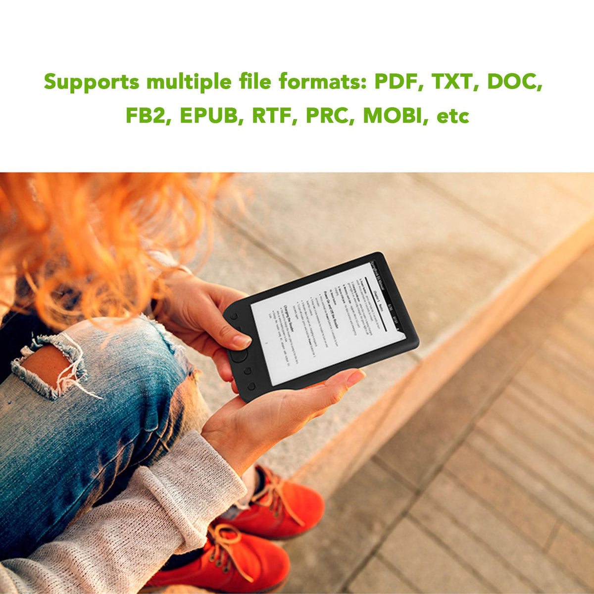 E Book Reader 6, Eye Friendly E Reader HD Touch Screen Technology, Built in 8GB ROM and 32GB TF Card Expansion, Multiple Supported File Formats