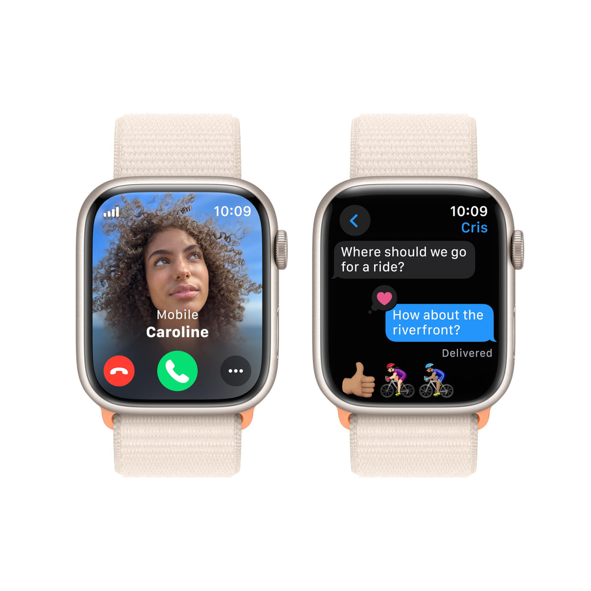 Apple Watch Series 9 [GPS, 45mm] - Starlight Aluminum Case with Starlight Sport Loop, One Size (Renewed)
