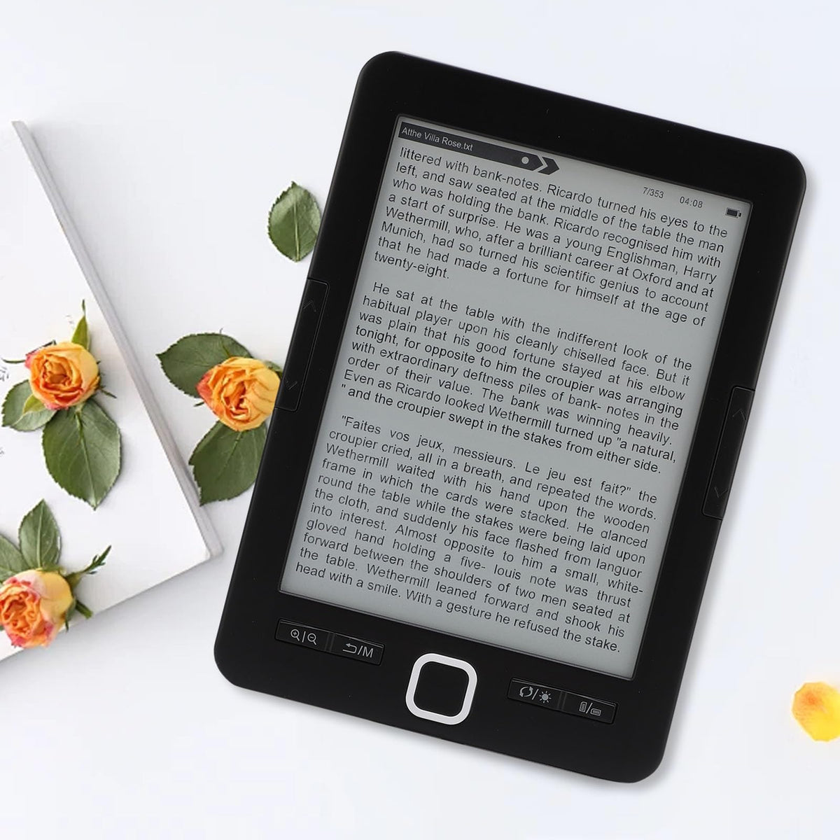 Bewinner Portable Ebook Reader 6 Inch Ink Screen, 8GB Memory 128MB Supports PDF EPUB MOBI, Customizable Font Size & Brightness, Builtin Audiobook & Annotation Function, Up to