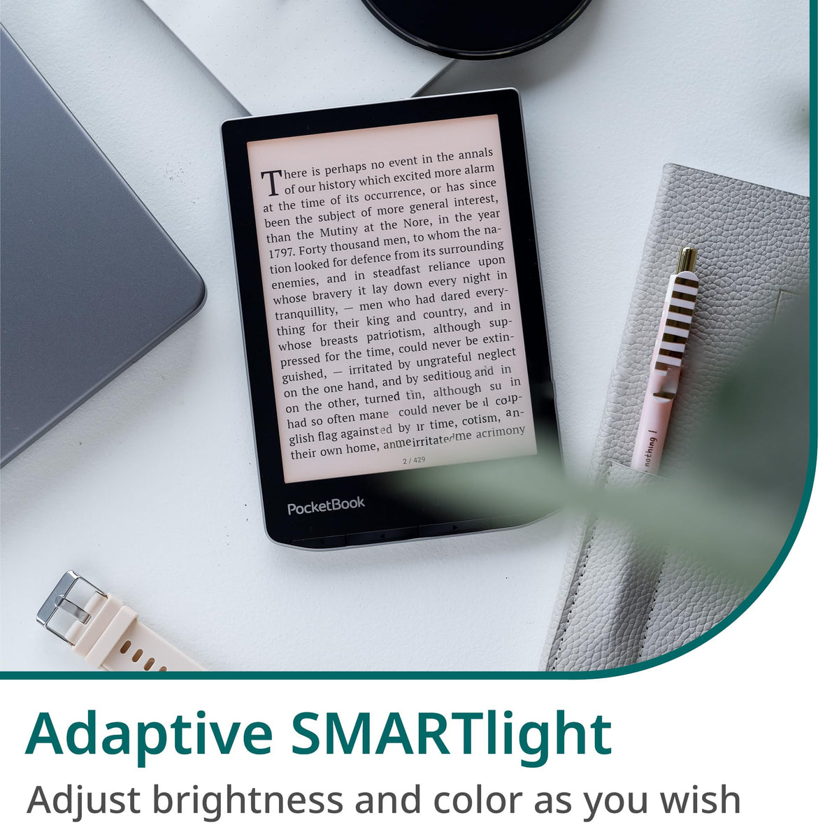 PocketBook Verse Pro E-Reader Waterproof | Eye-Friendly 6'' E-Ink Carta™ HD Touchscreen | Audio-Book & E-Book Reader | Text-to-Speech Function | SMARTlight | 16GB | WiFi & Bluetooth | Red