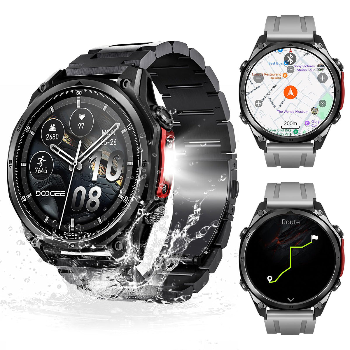 Anywise W1Pro Smart Watch for men, 5ATM Dual-Band GPS Offline Map