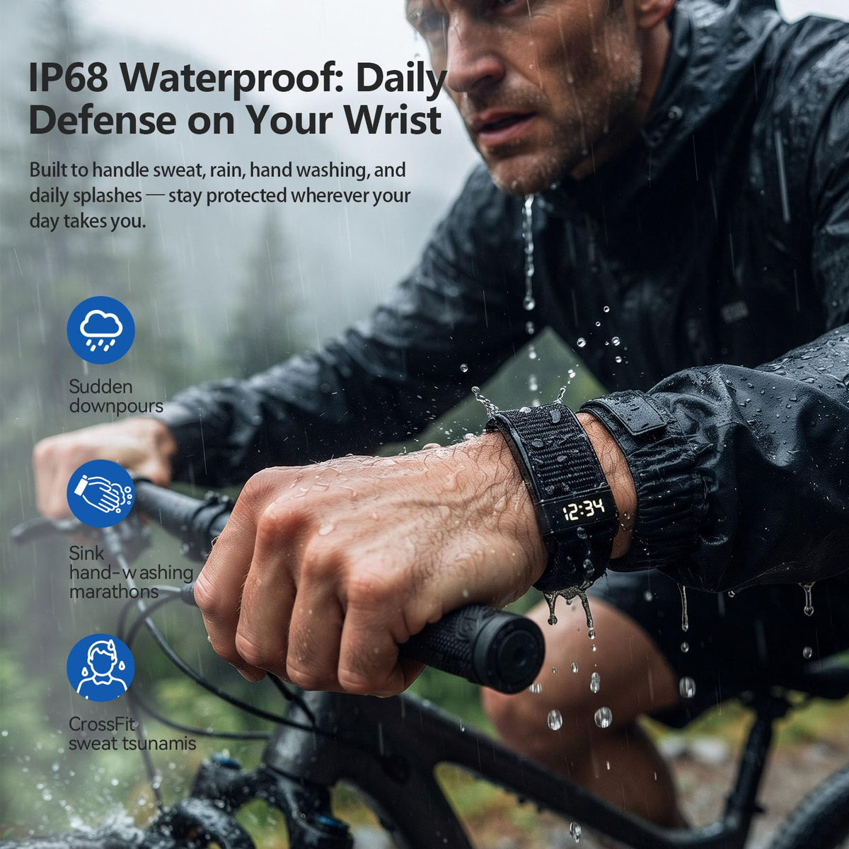 EnergyPort Smart Fitness Tracker for Men, Bracelet Band with Display Screen, Heart Rate Blood Oxygen Monitor, 150+ Sport Modes, IP68 Waterproof Sleep Activity Monitor for Android iOS
