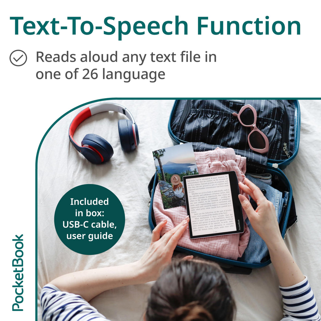 PocketBook Era Color Ereader - 7 Inch E Ink Kaleido 3 Screen - Eye-Friendly Audio-Book & E-Book Reader - Text-to-Speech - Waterproof IPX8 - Bluetooth & Speakers - WiFi Cloud Sync - 32GB Storage