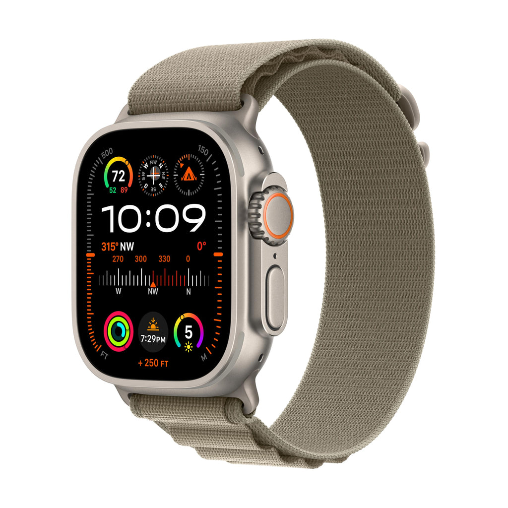 Apple Watch Ultra 2 [GPS + Cellular 49mm] Smartwatch with Rugged Titanium Case & Olive Alpine Loop Large. Fitness Tracker, Precision GPS, Action Button, Extra-Long Battery Life