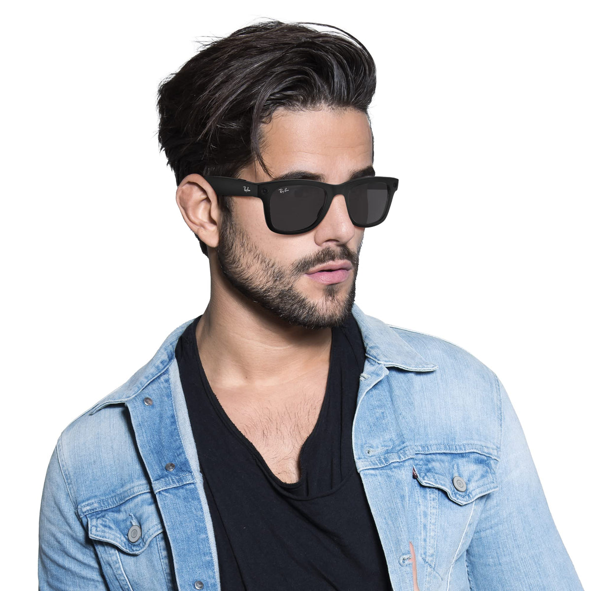 Ray-Ban Stories | Wayfarer Square Smart Glasses, Matte Black/Dark Grey, 53 mm