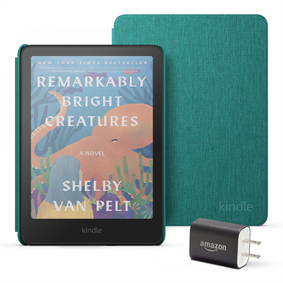Amazon Kindle Colorsoft Essentials Bundle including Kindle Colorsoft (16 GB) – With color display - Black, Fabric Cover-Black and Power Adapter