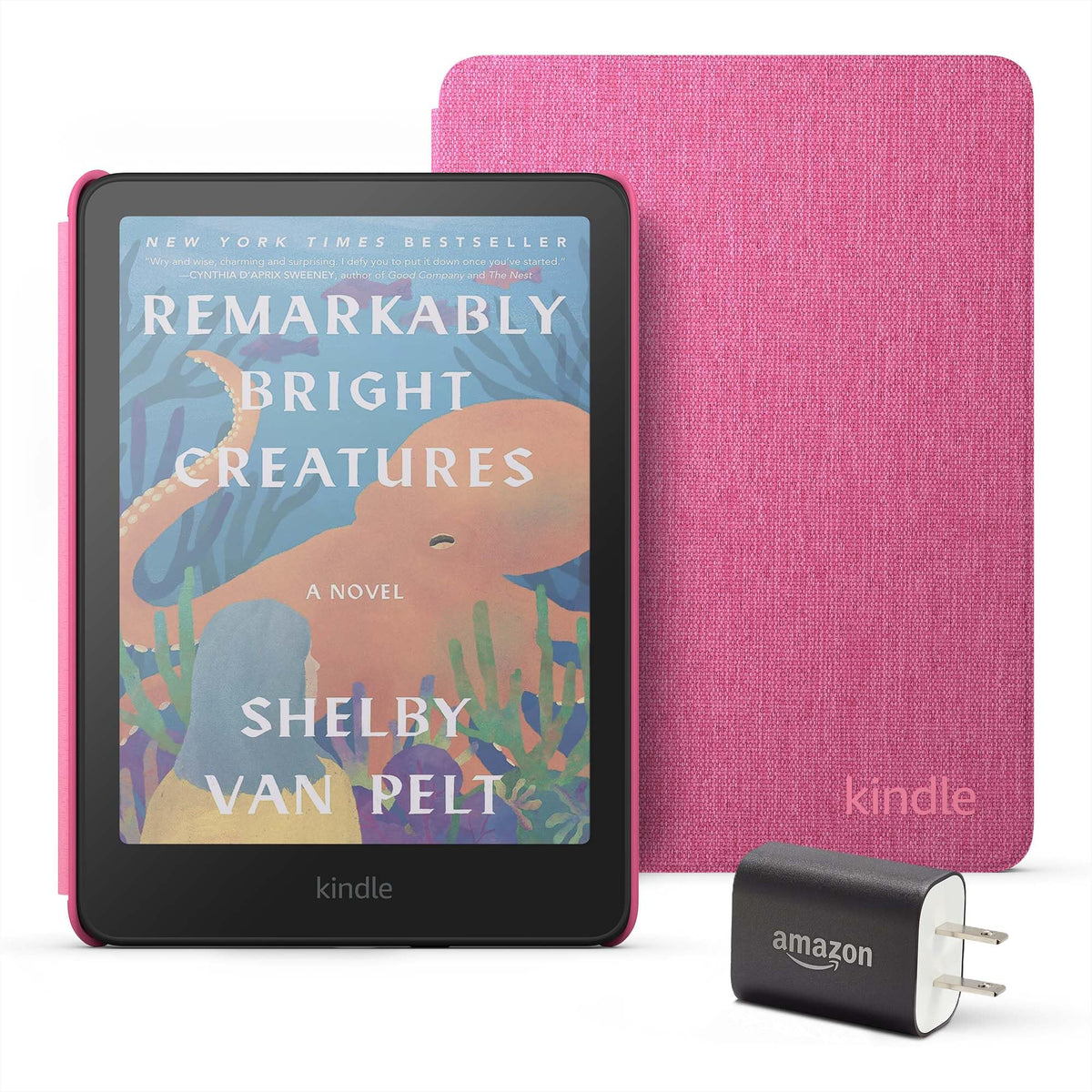 Amazon Kindle Colorsoft Essentials Bundle including Kindle Colorsoft (16 GB) – With color display - Black, Fabric Cover-Black and Power Adapter