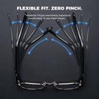 8MP 4K AI Smart Glasses with Camera & Adaptive Fit, Blue Light + Extra Sun Lenses, Real-Time Translator, Voice Assistant & Voice Recorder, Open-Ear Audio for Work & Business Travel
