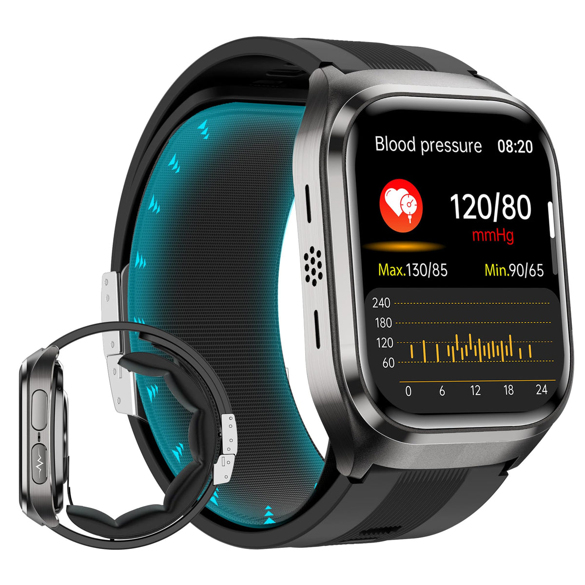 Blood Pressure Smart Watch,2.06" AMOLED HD Large Screen,Voice Broadcast,Air Pump Air Bag,Bluetooth Call,24/7 Heart Rate Blood Oxygen Sleep Monitoring,Activiy Tracker,SOS