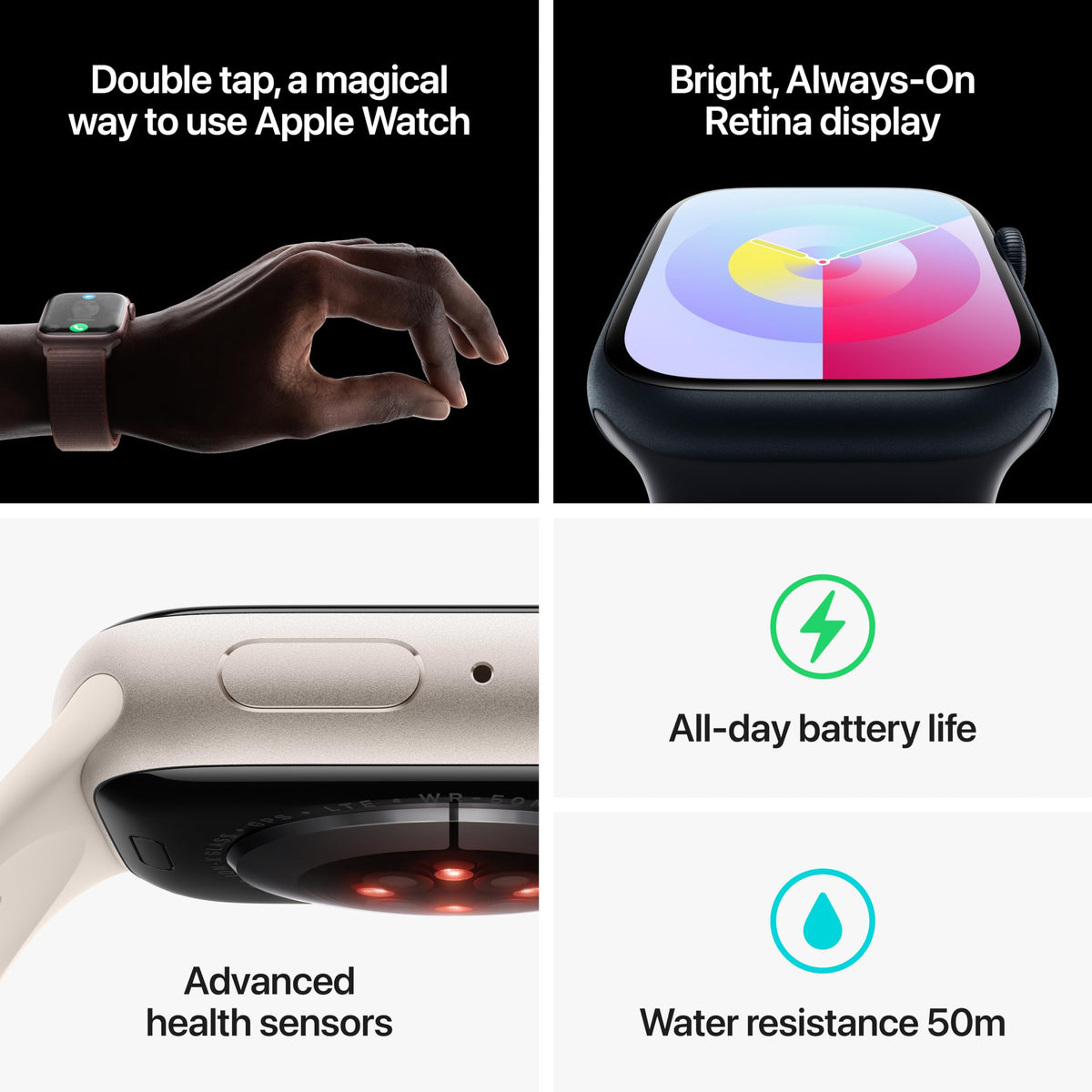 Apple Watch Series 9 [GPS, 45mm] - Starlight Aluminum Case with Starlight Sport Loop, One Size (Renewed)
