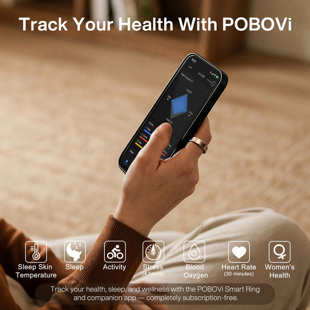 POBOVi Gen2 Titanium Smart Ring, Rosegold, Matte, Size 11