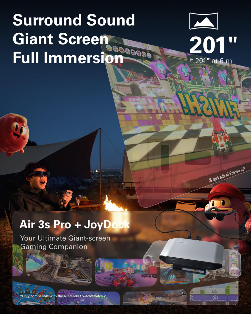 RayNeo Air 3s Pro AR/XR Glasses 201" 1200 Nits 120Hz HueView 2.0 Display