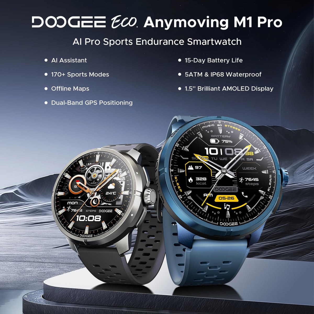 ANYMOVINGM1 PRO Smart Watch,Dual-Band GPS&GPX Offline Navigation