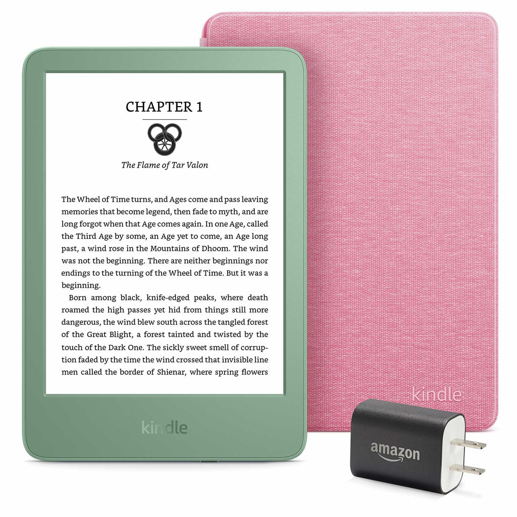 Kindle Essentials Bundle including Kindle (2024 release) - Matcha, Fabric Cover - Matcha, and Power Adapter