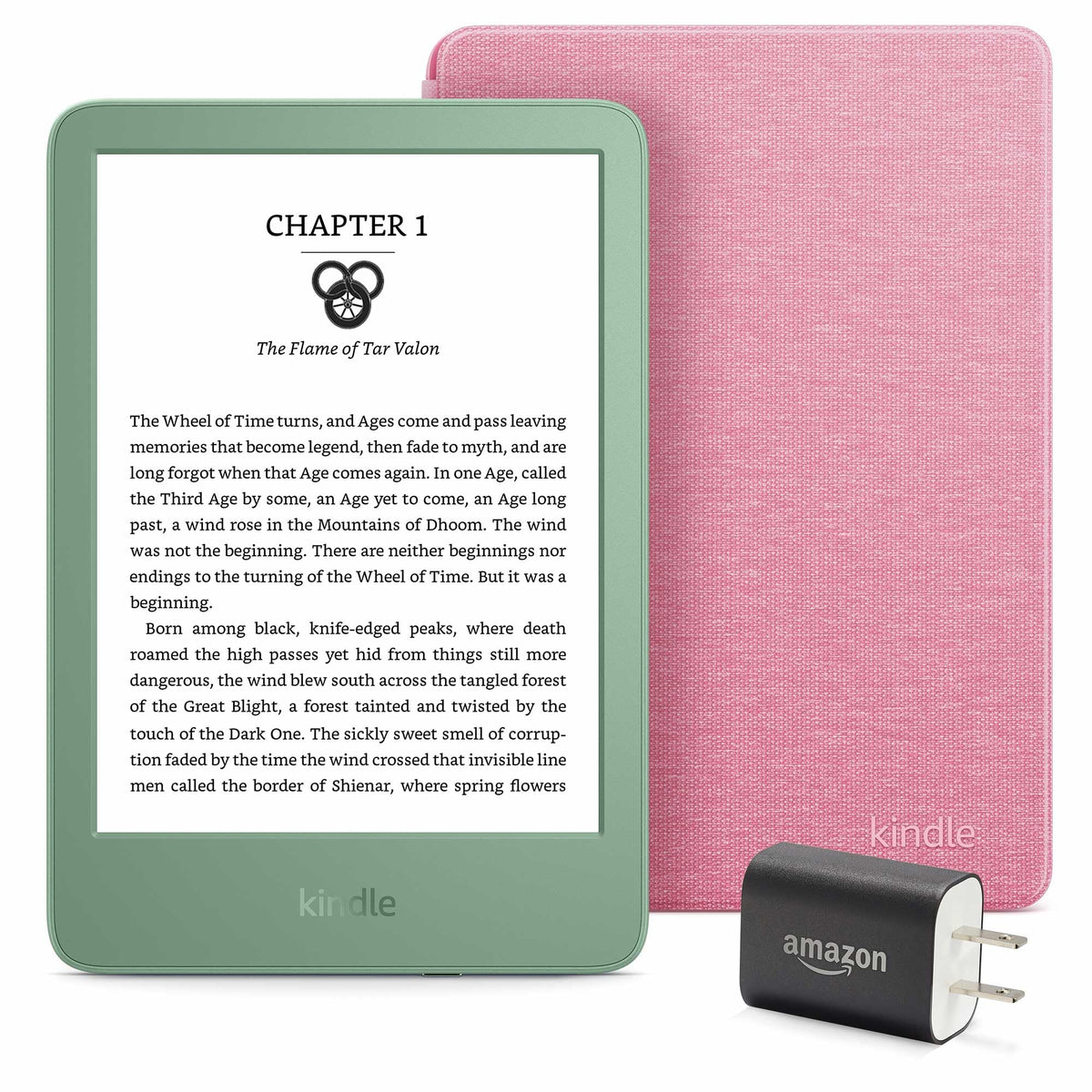 Kindle Essentials Bundle including Kindle (2024 release) - Matcha, Fabric Cover - Matcha, and Power Adapter