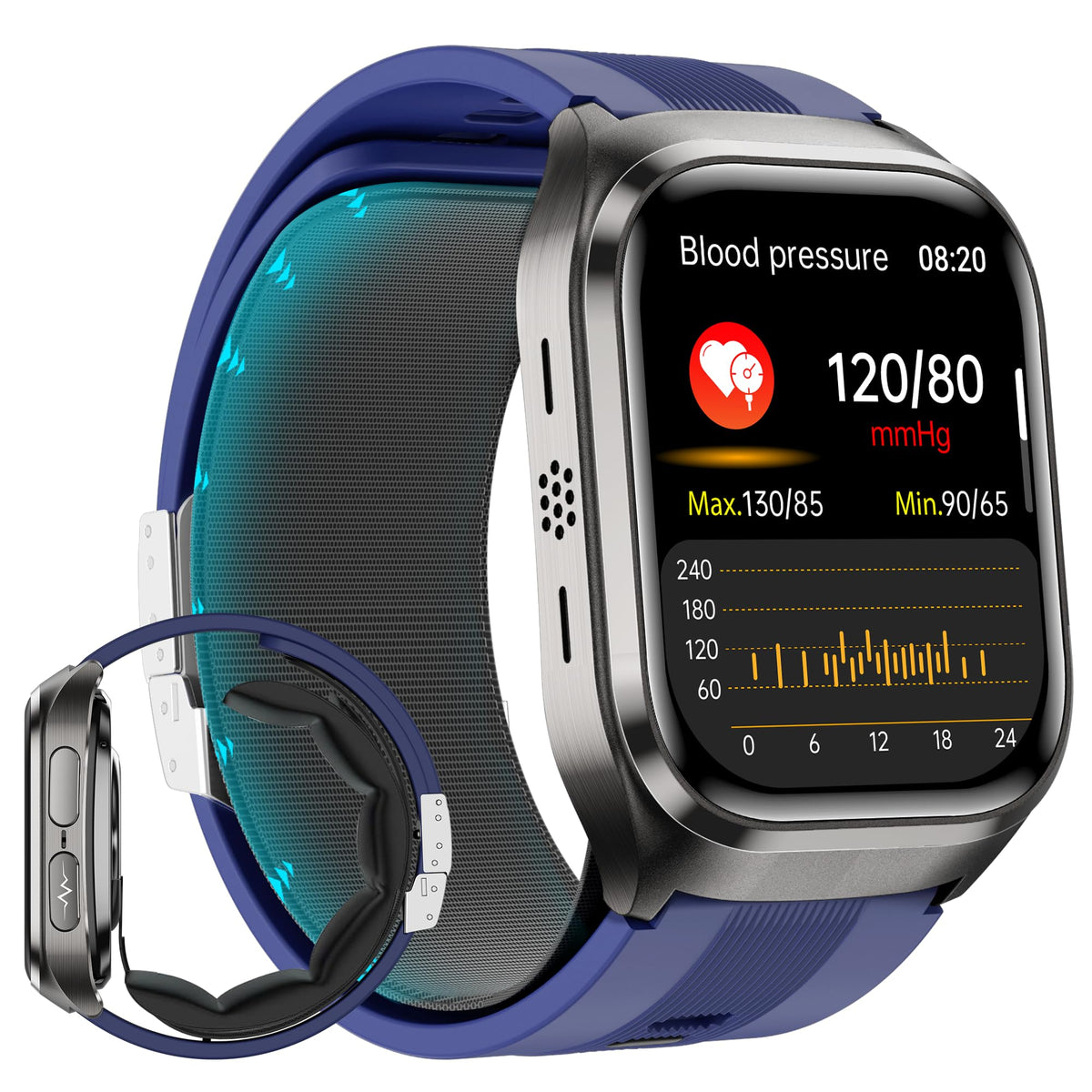 Blood Pressure Smart Watch,2.06" AMOLED HD Large Screen,Voice Broadcast,Air Pump Air Bag,Bluetooth Call,24/7 Heart Rate Blood Oxygen Sleep Monitoring,Activiy Tracker,SOS